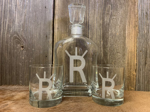 Custom Etched Glass Decanter Set