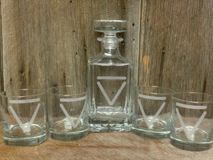 Custom Etched Glass Decanter Set
