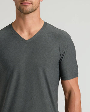 True Classic - Charcoal Heather Gray Active V-Neck: XL
