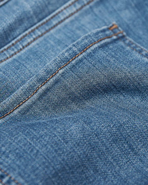 True Classic - Medium Indigo Wash Straight Comfort Stretch Jeans: 34L / 34