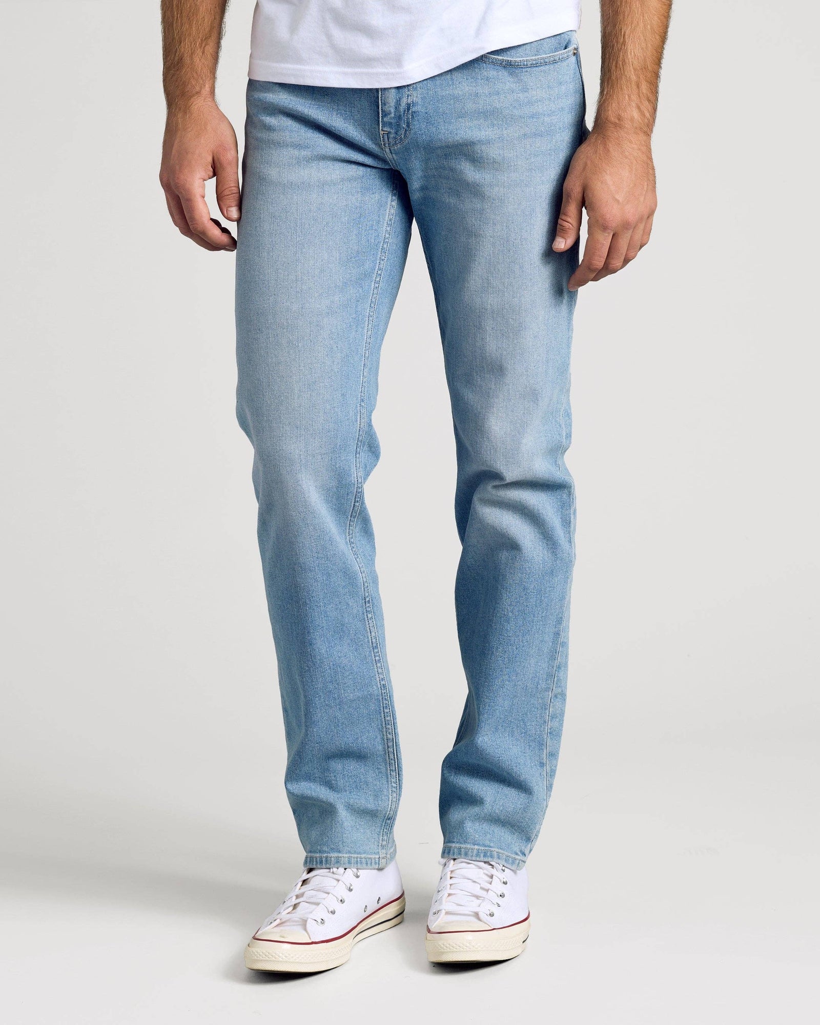 True Classic - Light Indigo Wash Straight Authentic Denim Jeans: 34L / 34