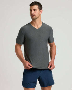 True Classic - Charcoal Heather Gray Active V-Neck: XL