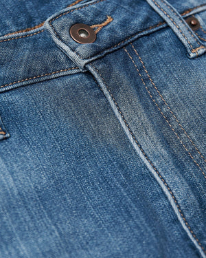 True Classic - Medium Indigo Wash Straight Comfort Stretch Jeans: 34L / 34